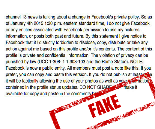 Facebook copyright message is a hoax